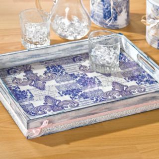 Plateau en technique de serviette pour aspect faïence de Delft