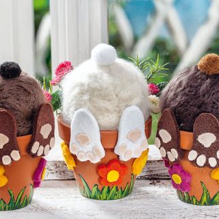 Hidden Easter bunnies made from felted polystyrene eggs