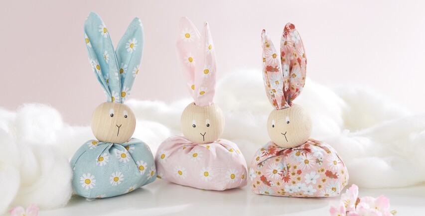 Petit lapin en tissu et perle en bois - VBS Hobby