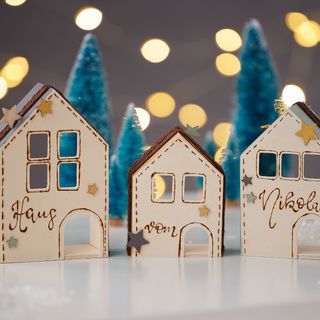 Santa Claus house with branding