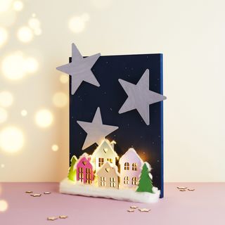 -building kit -style houses as wall decor