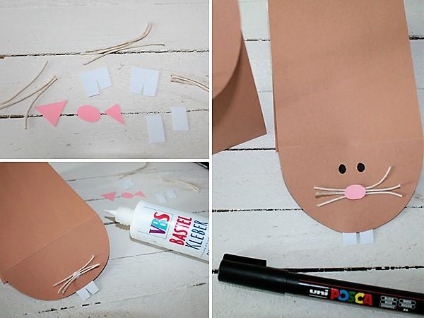 Emballage Lapin de Pâques : Coller les pièces Fabriquez facilement un emballage cadeau lapin de Pâques vous-même. Une idée cadeau mignonne et facile pour Pâques