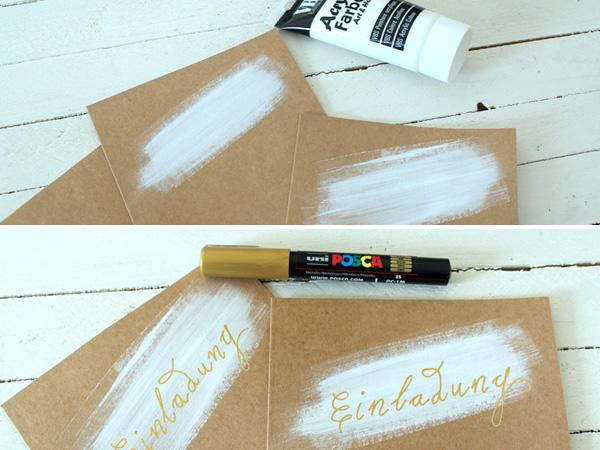 Das Deckblatt mit dem Schriftzug 'Einladung' verzieren