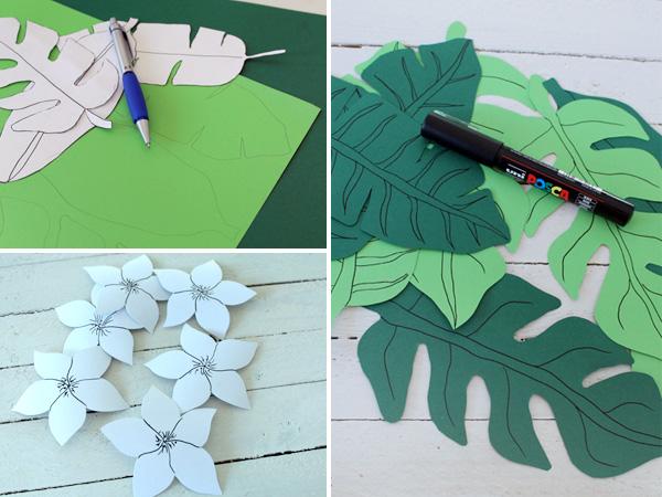 Préparez et découpez des composants comme des fleurs et des feuilles