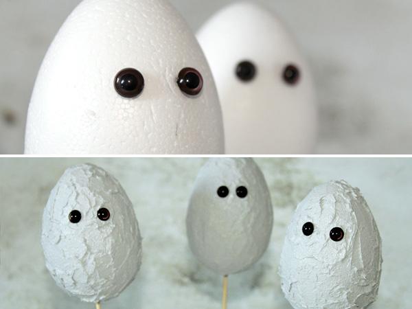 Poussins au look béton à partir d'œufs en polystyrène pour Pâques