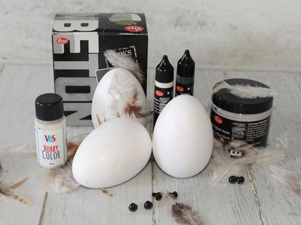 Poussins au look béton à partir d'œufs en polystyrène