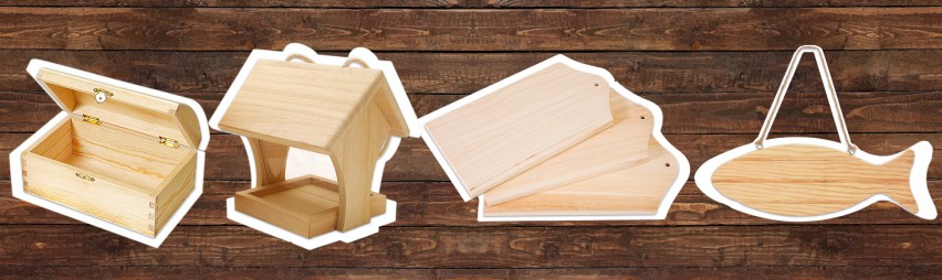 objets bruts en bois, MDF et papier mâché Holzrohlinge