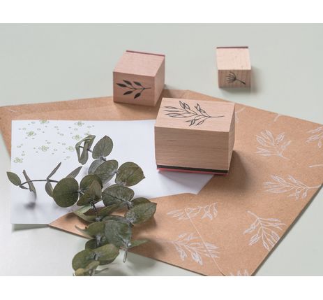 Kit De 15 Tampons Feuilles Et Fleurs Aladine + Encreur Noir - Loisir Créatif