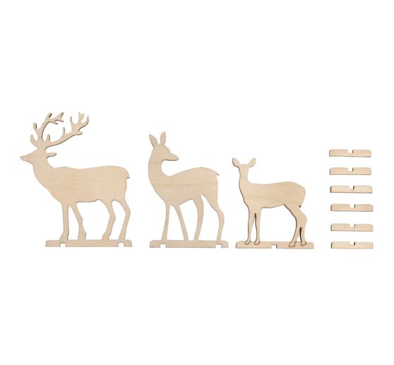 deco en bois cerf et chevreuils set de 3 loisirs creatifs vbs hobby service