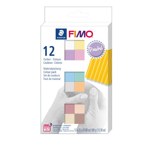 Assortiment FIMO soft « Pastel Colours »,12 demi-pains, 300 g