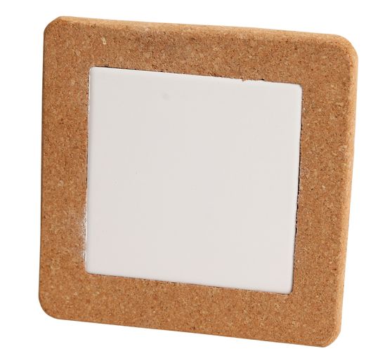 Sous-verre en liège « Petit carré », plaque en porcelaine incluse