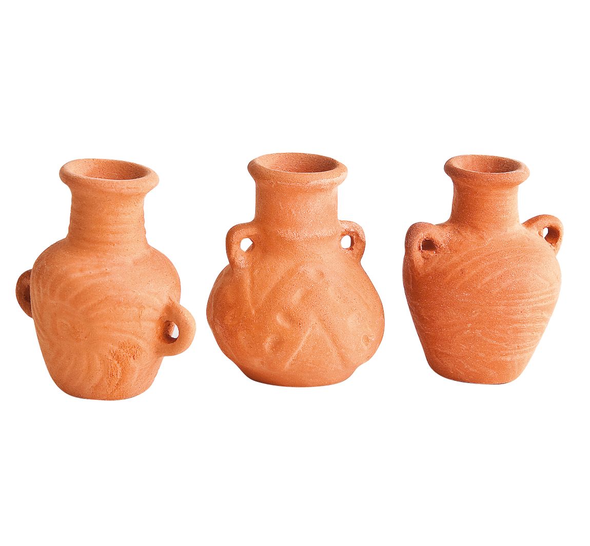 Minivases en argile, set de 3, env. H 3,4 cm. Loisirs créatifs VBS