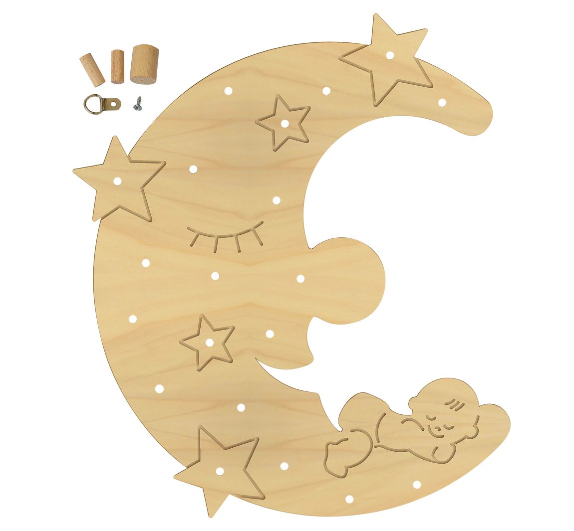 Lune Le Jour De Ma Naissance Photo Veilleuse « Lune avec bébé », contreplaqué de peuplier | Loisirs