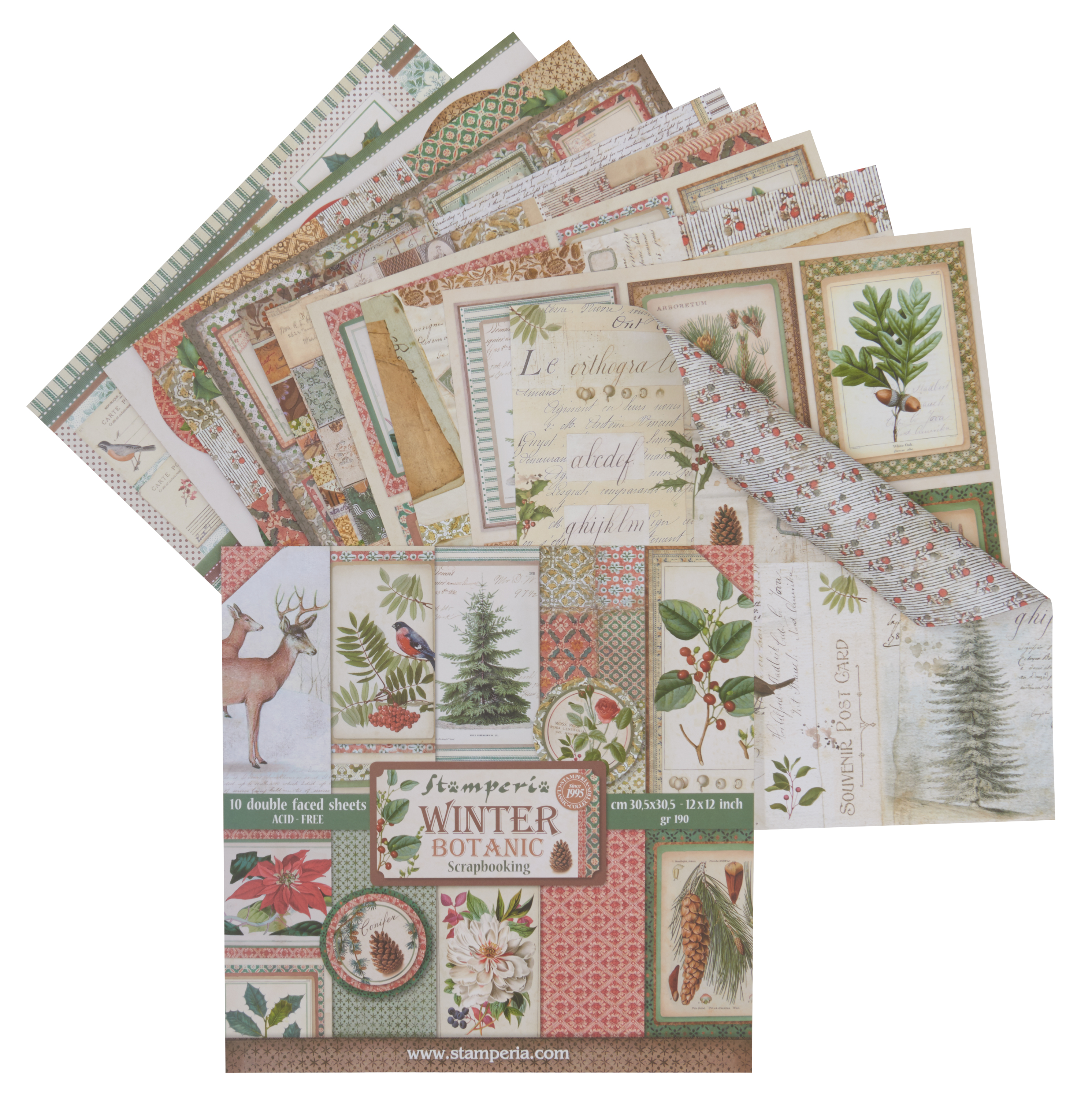 Bloc de papier scrapbooking « Winter Botanic », 10 feuilles, 30,5x30,5cm Loisirs créatifs VBS