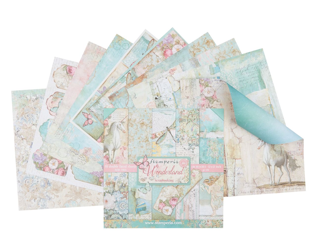 Bloc de papier scrapbooking « Wonderland »,10 f., 30,5 x 30,5 cm