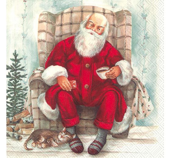 Serviette &laquo; La pause caf&eacute; du P&egrave;re No&euml;l &raquo; | Loisirs cr&eacute;atifs VBS Hobby  Service