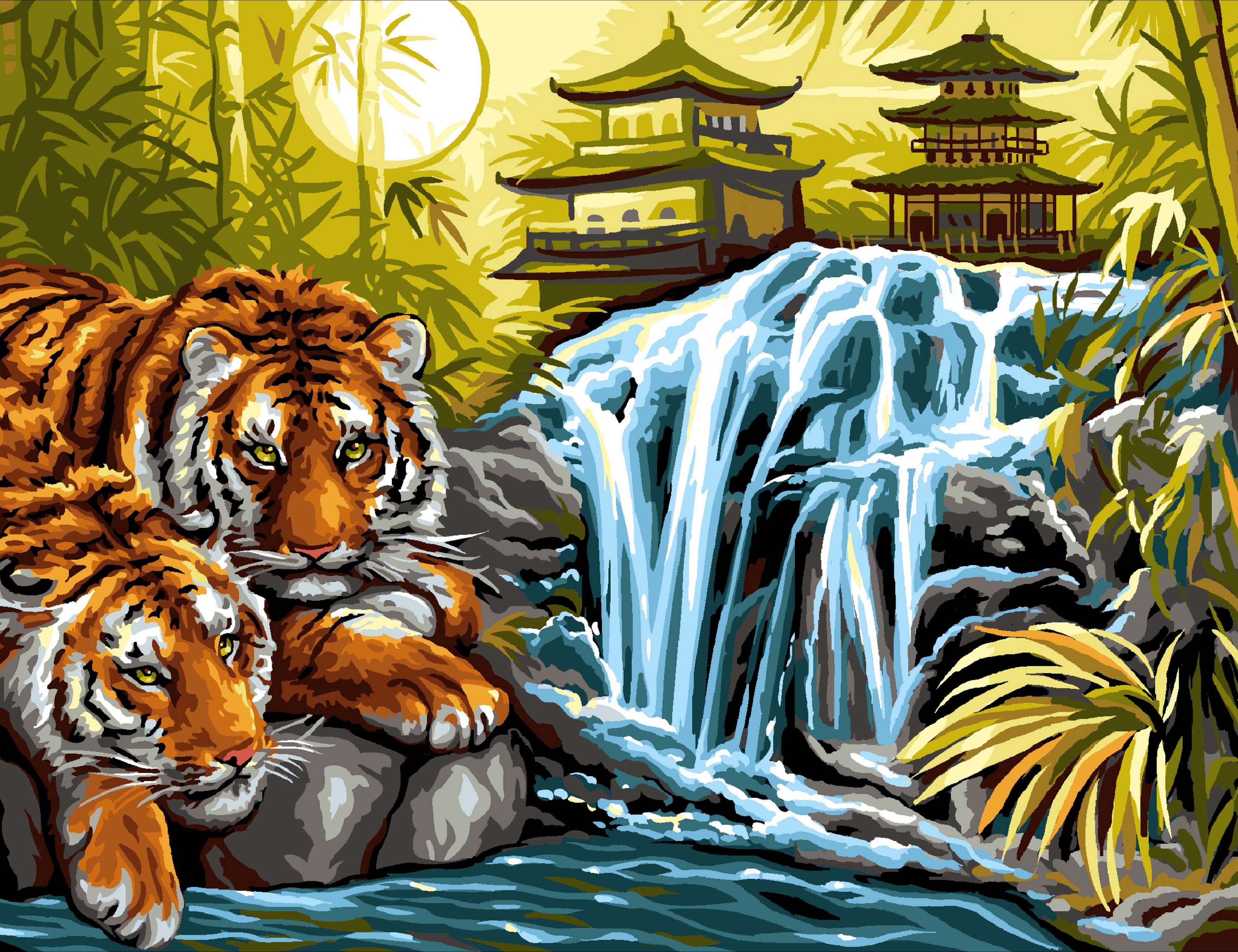 MOGTAA Peinture Par Numéro Tigre Avec Cadre Et Chevalet – Kit DIY 20x30 Cm Pour Adulte Et Enfant, Activité Créative Et Déco Murale