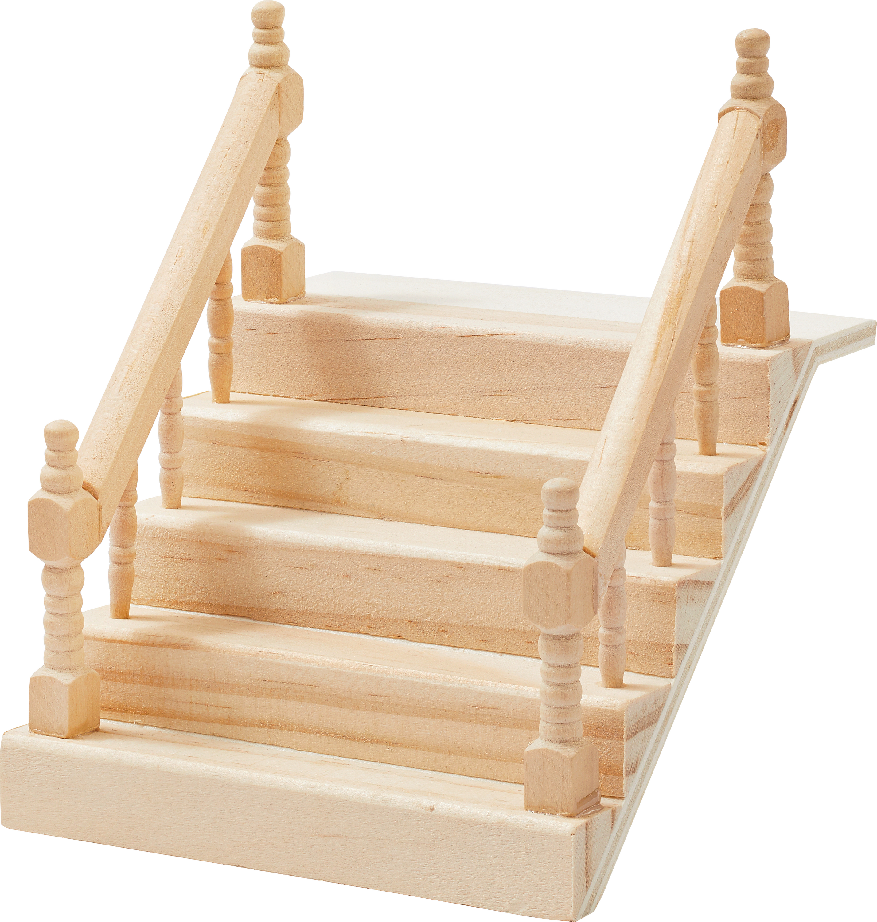Mini Escalier En Bois Non Peint 1/12 – Sans Accoudoir Pour Maison De Poupée & Diorama