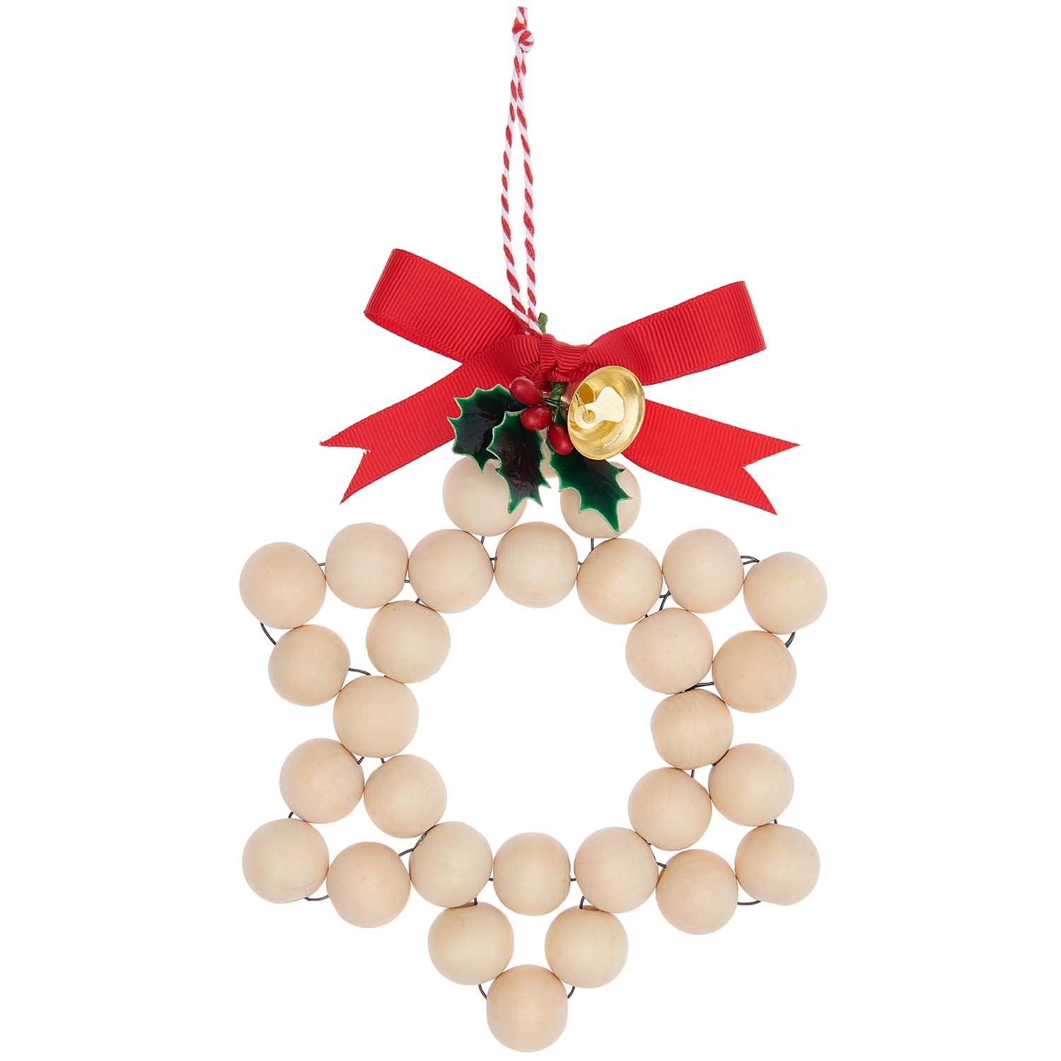 Lot De 100 Perles En Bois Motif écossais Noël - Diamètre 16 Mm, Trou 4 Mm, Rouge/vert | Pour Création Bijoux, Déco Sapin, Couronne - 6