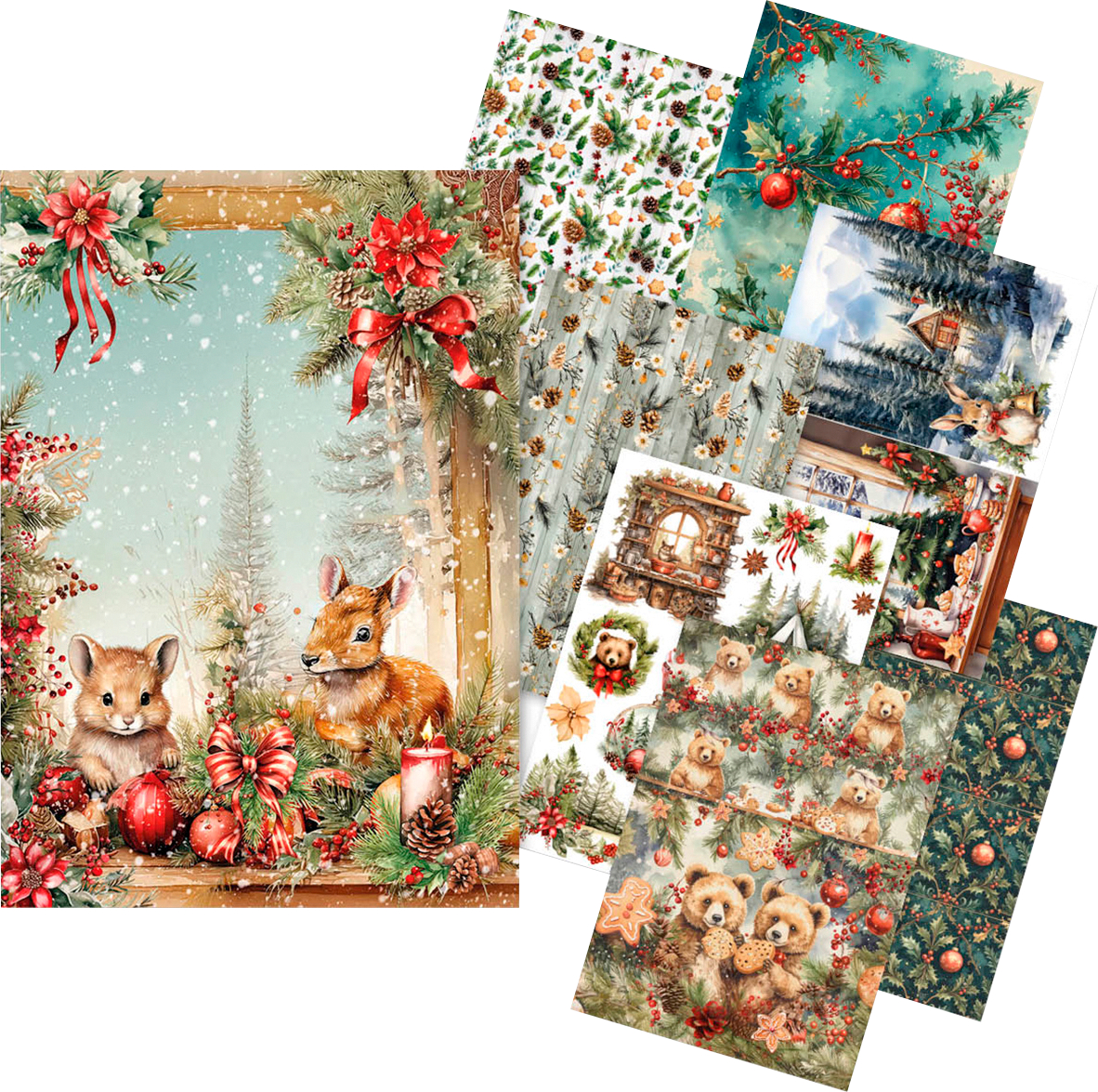 Papier De Riz A4 Motif Noël Enfants - Papier De Soie Pour Découpage Et Serviette | Motif Paille