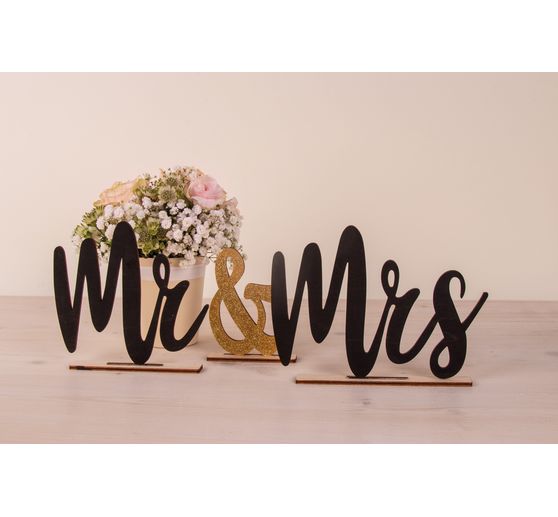 Inscription en bois « Mr & Mrs »