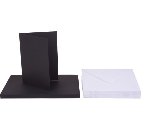Cartes doubles avec enveloppes « Noir & Blanc », 40 pc. + 40 pc.