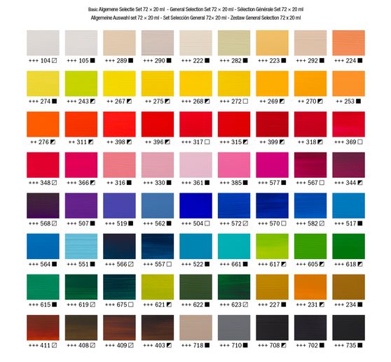 Set de peintures acryliques Talens AMSTERDAM « All in », 72 x 20 ml