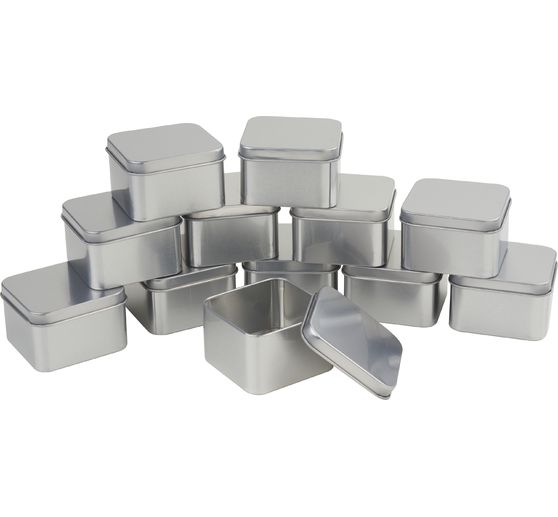 12 boîtes en métal/ boîtes à savon « Forme carrée », Gros acheteurs VBS 