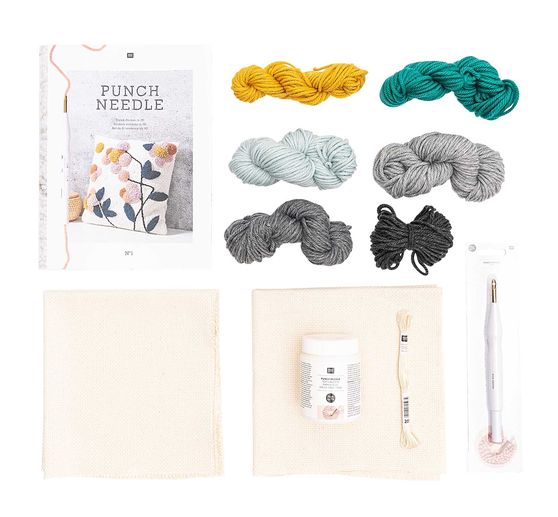 Set Punch needle Rico Design « Coussin à fleurs »