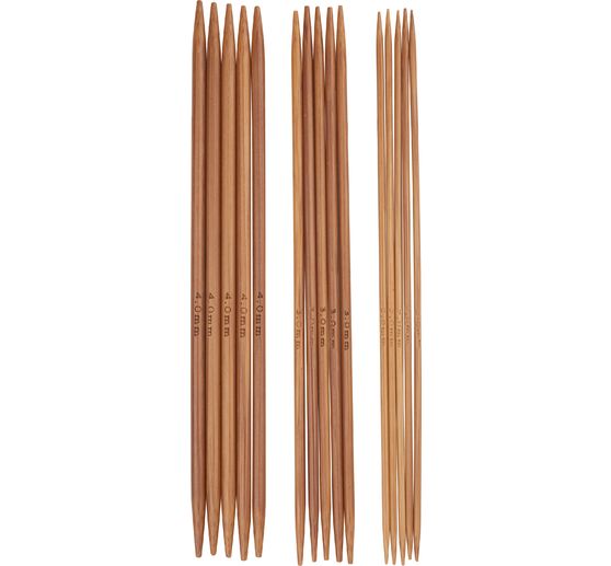 Aiguilles doubles-pointes VBS, set de 3, bambou, 2, 3 et 4 mm
