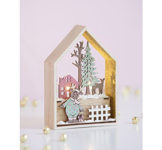 VBS Kit de construction en bois "Maison d'hiver", 9 pcs.