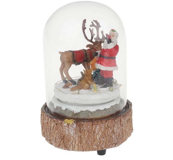 Mini-cloche en verre VBS « Noël en forêt », à éclairage LED et musique