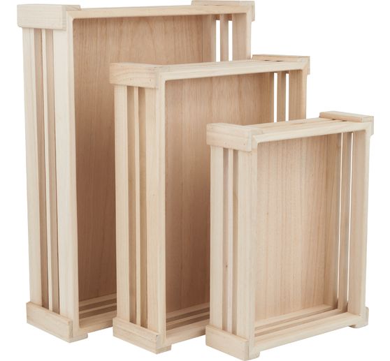 Caisses en bois VBS, plates, set de 3