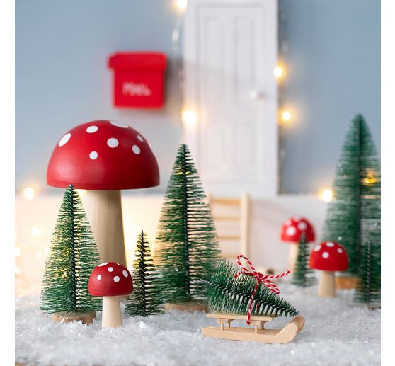 Champignon en bois, H 14 cm
