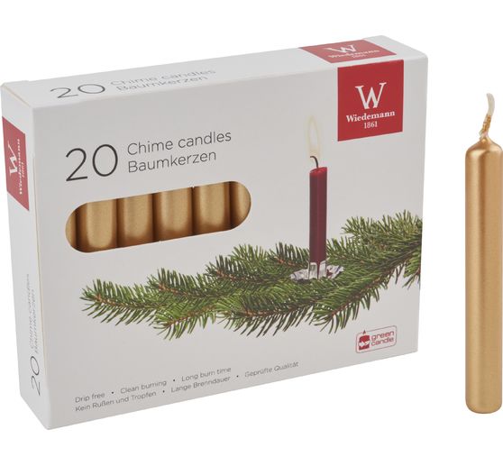 Lot de 20 bougies pour sapin de Noël, enrobées couleur Or