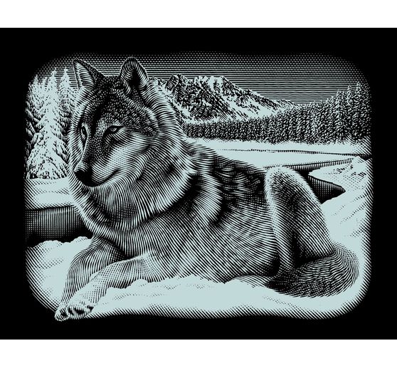Carte à gratter « Loup », Argent, 20 x 25,2 cm