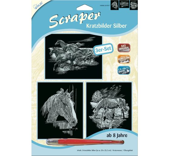 Scratch paintings "Horses", Silver