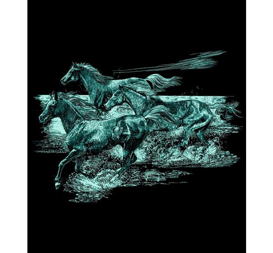 Scratch paintings "Horses", Silver