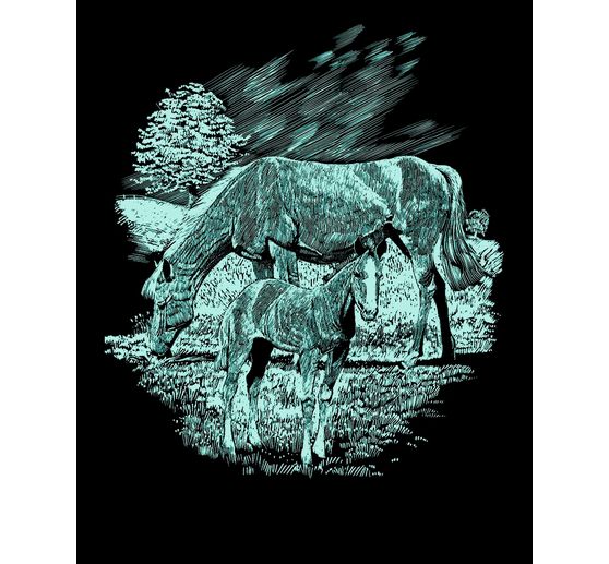Scratch paintings "Horses", Silver