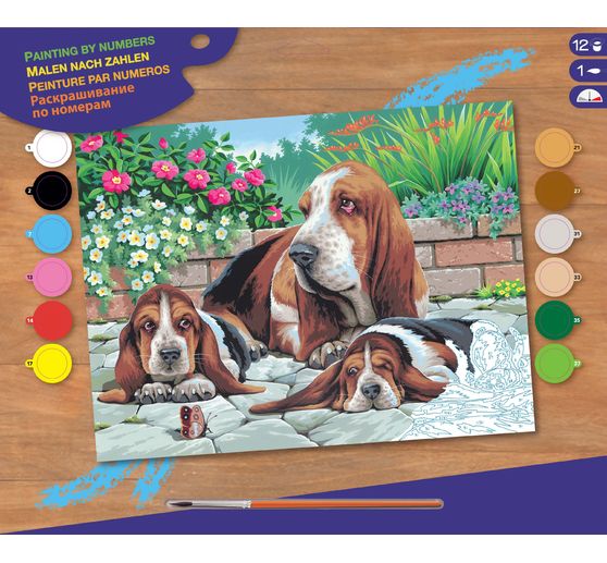 Peinture au numéro « Bassets »