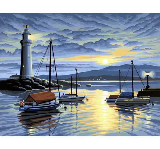 Peinture au numéro « Port au lever du soleil »