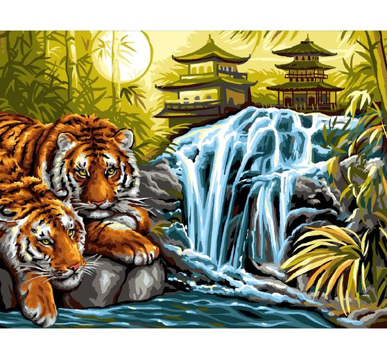 Peinture au numéro « Tigre au bord de la rivière »