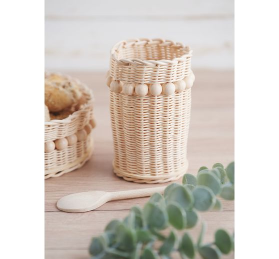 Kit Corbeille Ronde En Rotin DIY - Ø 16 Cm, Avec Rotin, Fond Et Instructions, Pour Création Maison