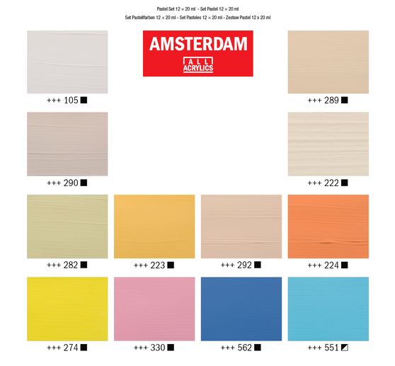 Set de peintures acryliques Talens AMSTERDAM « Pastel », 12 x 20 ml