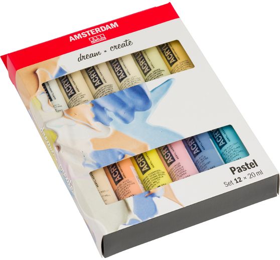 Set de peintures acryliques Talens AMSTERDAM « Pastel », 12 x 20 ml