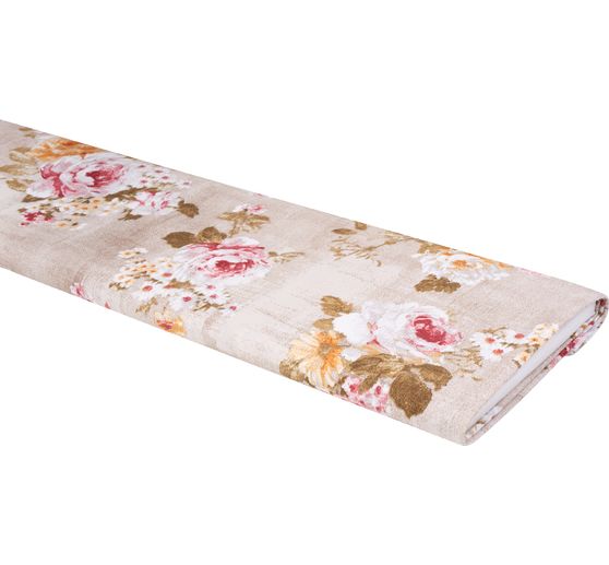 Tissu imprimé aspect lin au mètre « Roso »