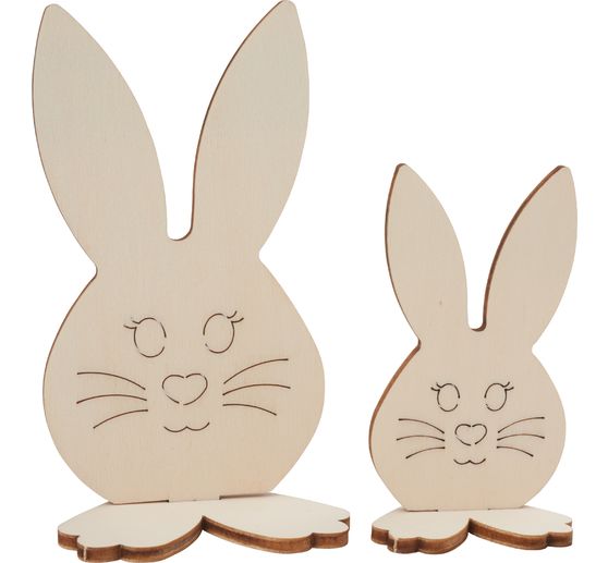 Figurines à emboîter VBS « Têtes de lapin sur pied », set de 2