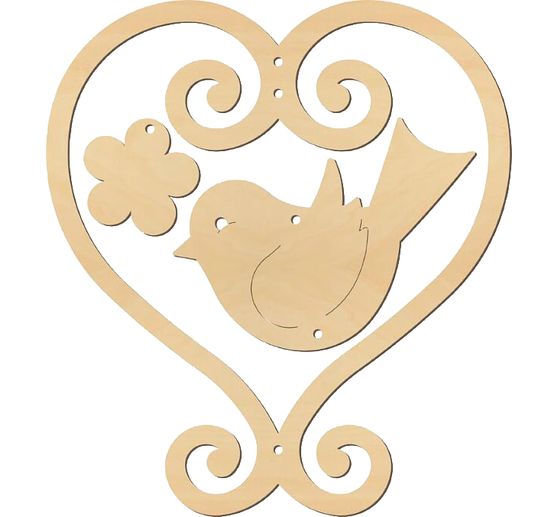 Wooden mobile "Bird with heart"