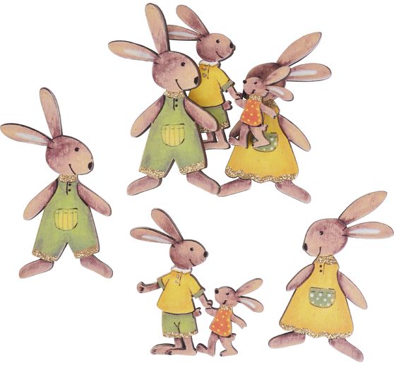 Pièces à disperser famille de lapins « Goldie », 6 pc., 8 x 5,4 cm + 7,5 x 4,5 cm + 6,2 x 6 cm