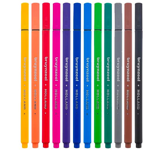 Bruynzeel Fineliners-set, 12 colours